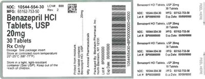 Label (Label Benazepril HCl Tabs 20mg Bpi(10544 554 30) Amneal(65162 753 50) Rev2)
